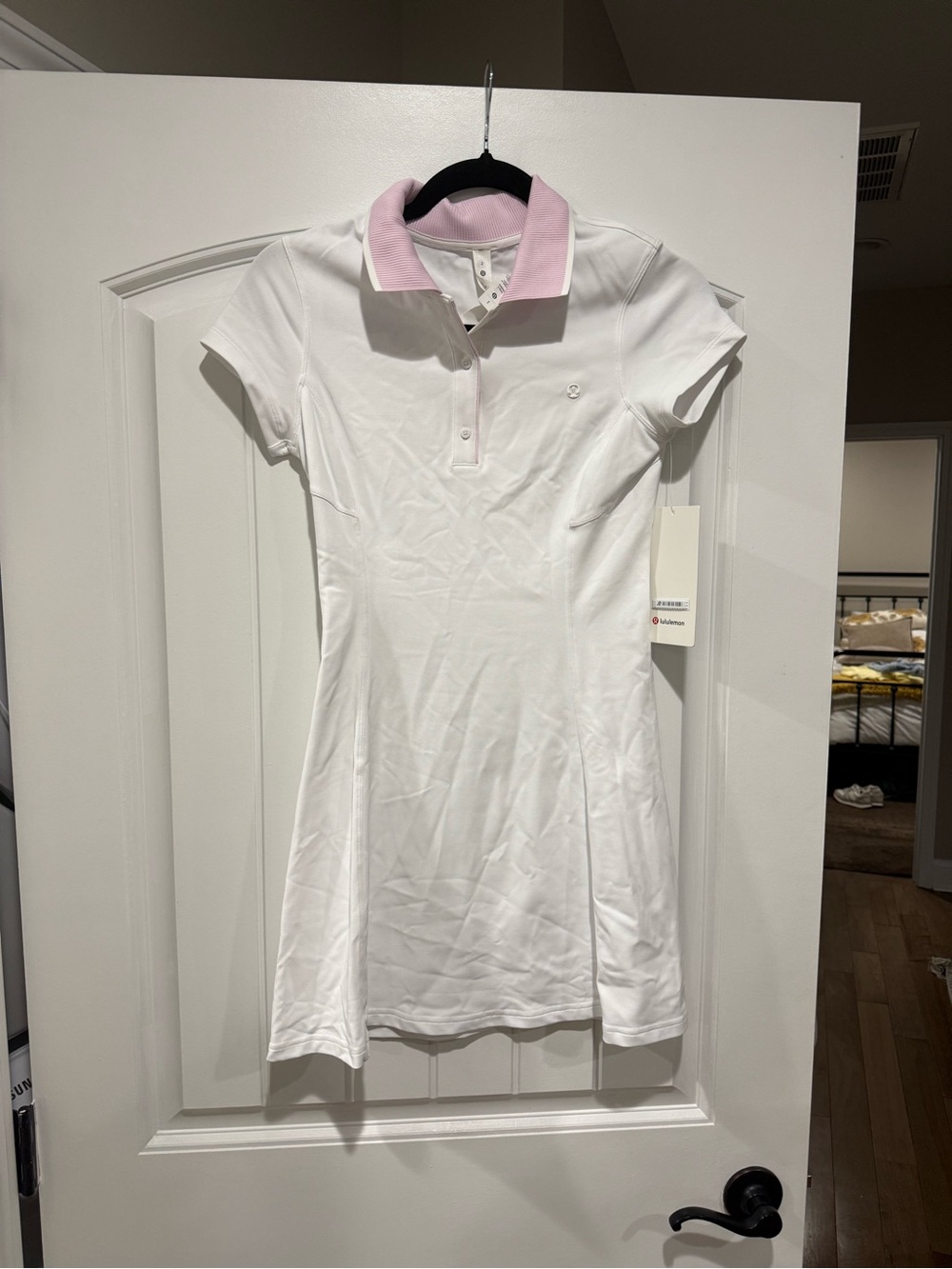 lululemon athletica White Polo with Light Pink Trim